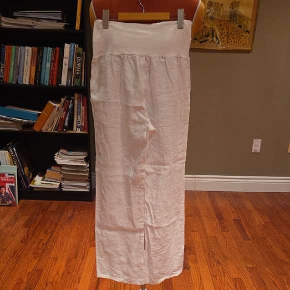 White Women's Linen Pants - Picture 4 of 6
